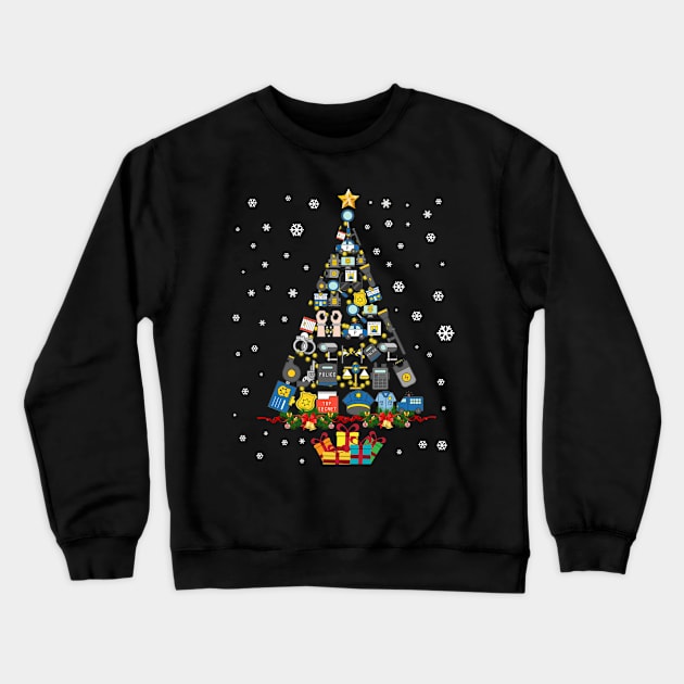 Funny Merry Christmas Police Christmas Tree Crewneck Sweatshirt by schaefersialice